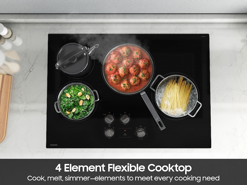 NZ5300R Electric Cooktop with Flexible Cooktop, Front Controls Detail Black 