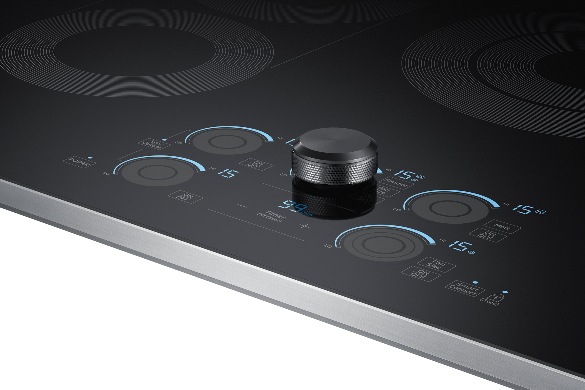 30" Smart Electric Cooktop with Sync Elements in Stainless Steel Illuminated-Indicator Silver 