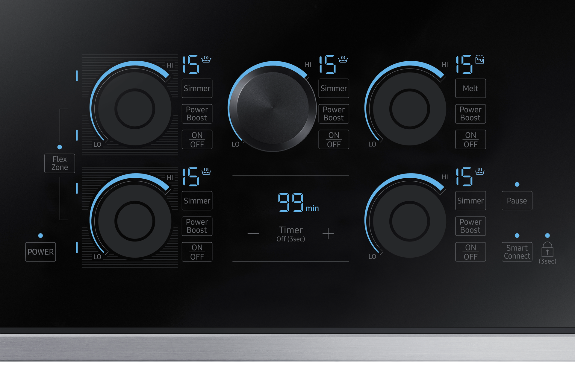36" Smart Induction Cooktop in Stainless Steel lluminated-Display Silver 