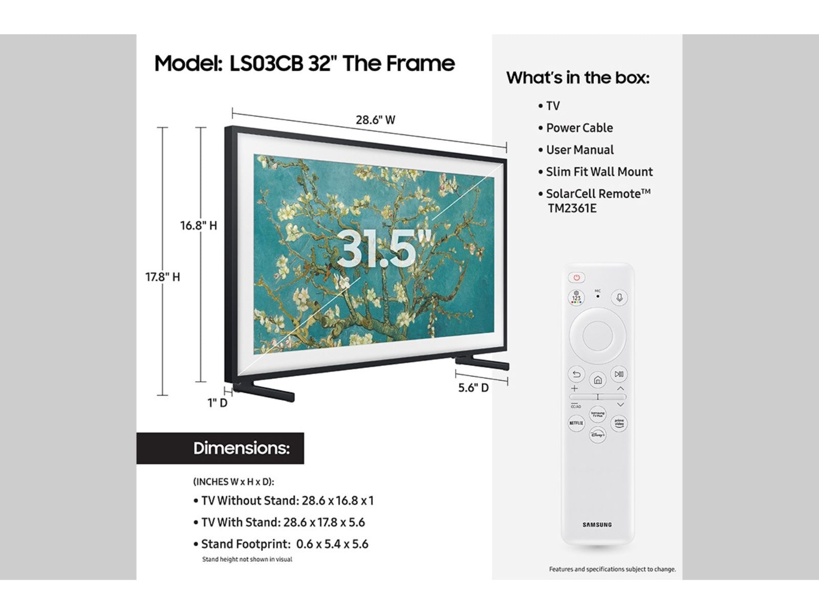 32” Class The Frame QLED HDR LS03C