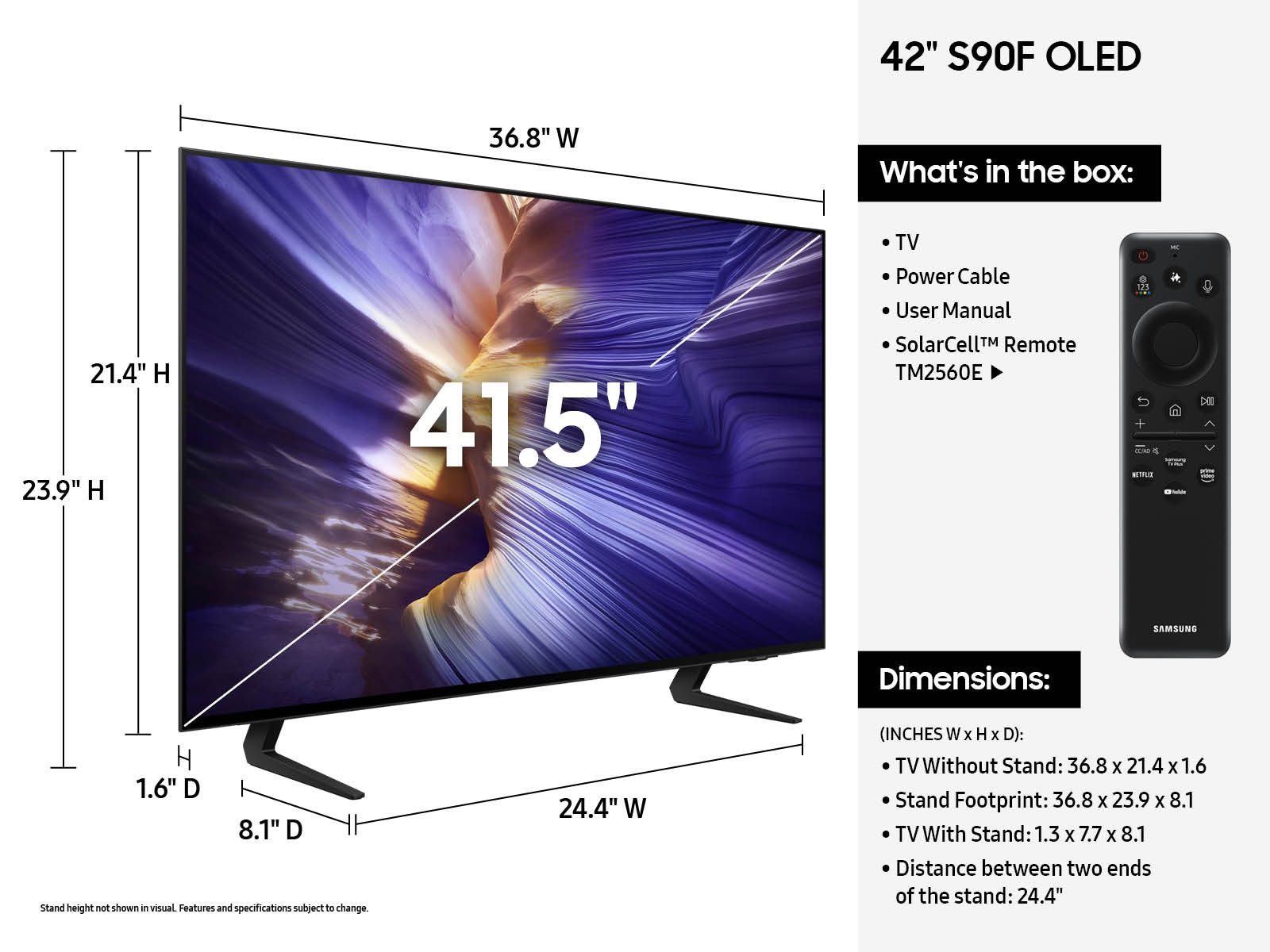 42" Class 4K OLED TV, Samsung Vision AI Smart TV, S90F 2025 Samsung US