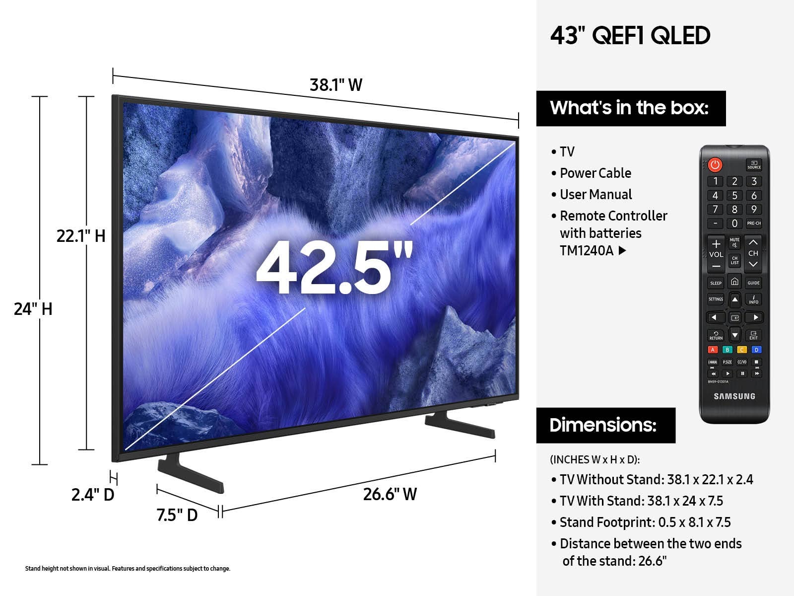 43" Class QLED QEF1 4K Samsung Vision AI Smart TV (2025)