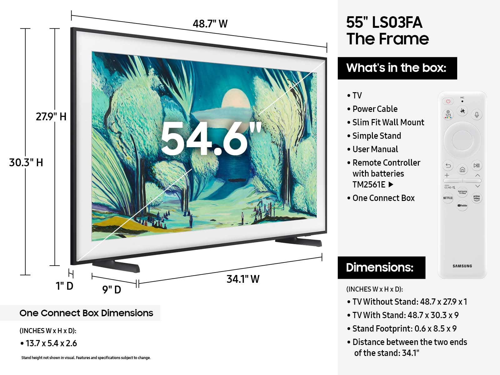 Samsung The Frame Neo QLED 4K TV LS03FA - Dimensions &amp; What's in the Box