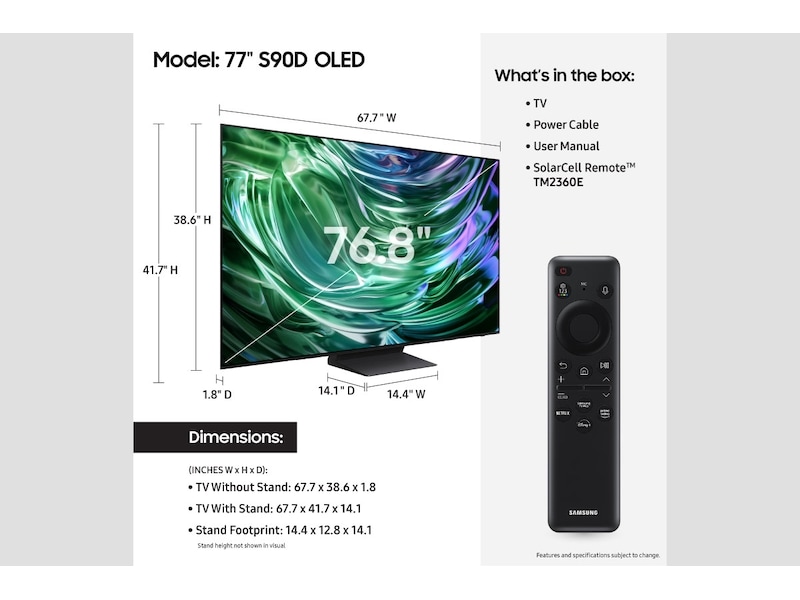 {size} Inch OLED S90D 4K Tizen OS Smart TV (2024) Detail Black 