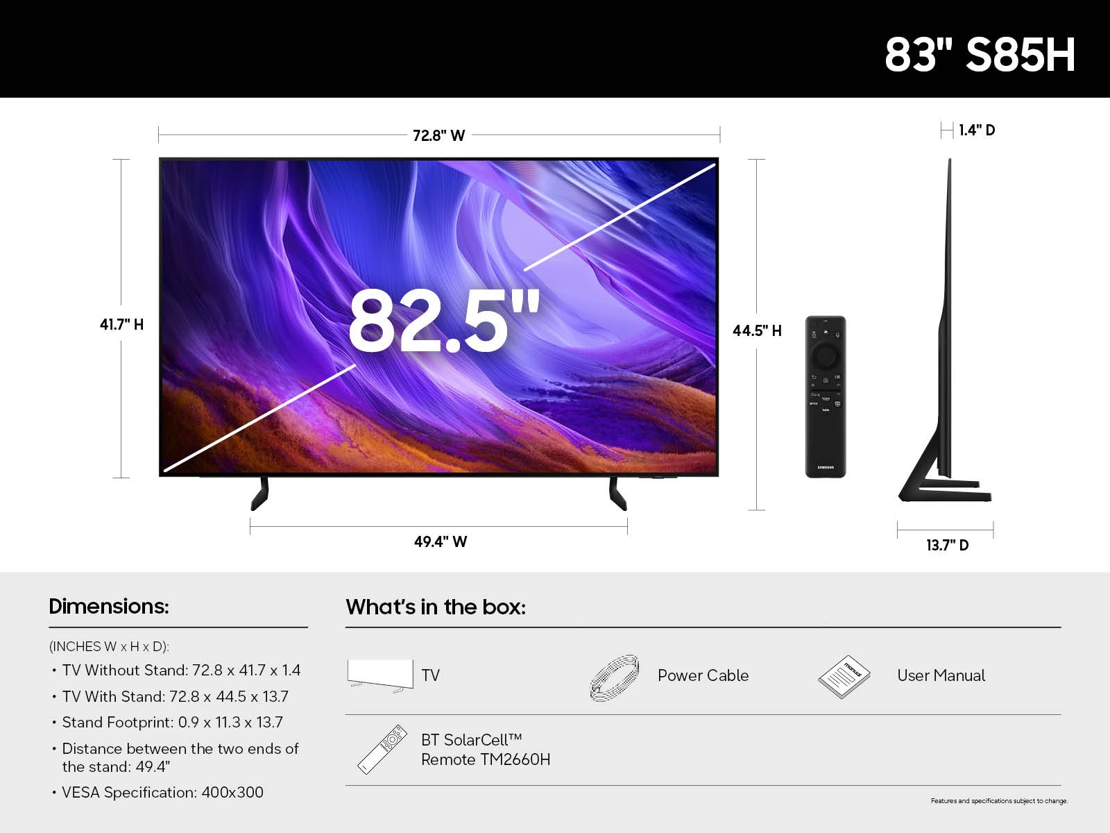 83 Inch Class OLED S85H 4K Samsung Vision AI Smart TV (2026) Graphite