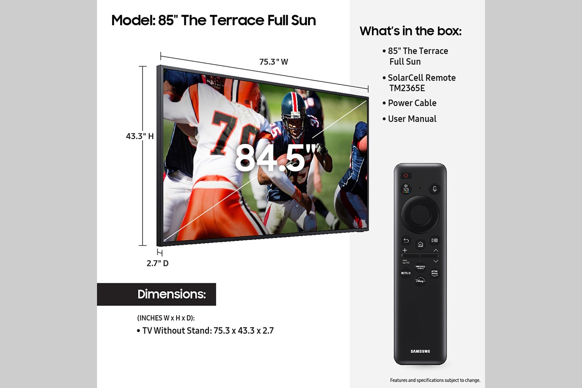 85” Class The Terrace Full Sun Samsung Neo QLED 4K LST9C Black