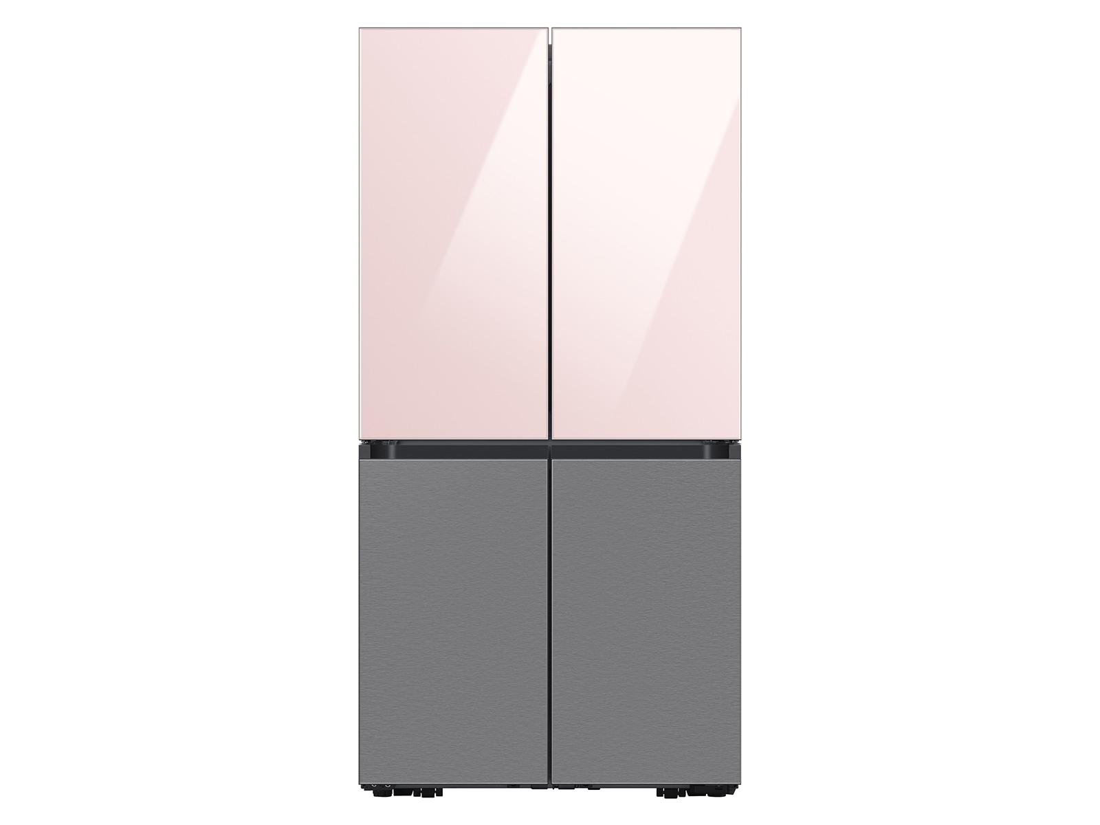Bespoke 4-Door Flex™ Refrigerator Panel in White Glass - Bottom Panel Silver
