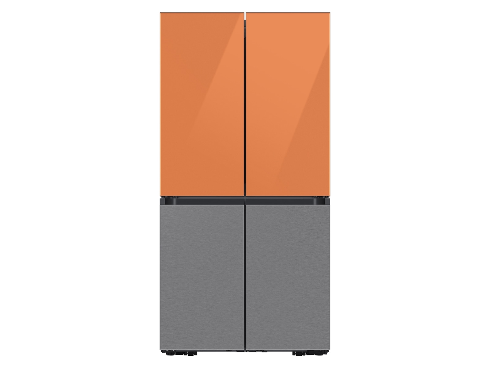 Bespoke 4-Door Flex™ Refrigerator Panel in White Glass - Bottom Panel Silver
