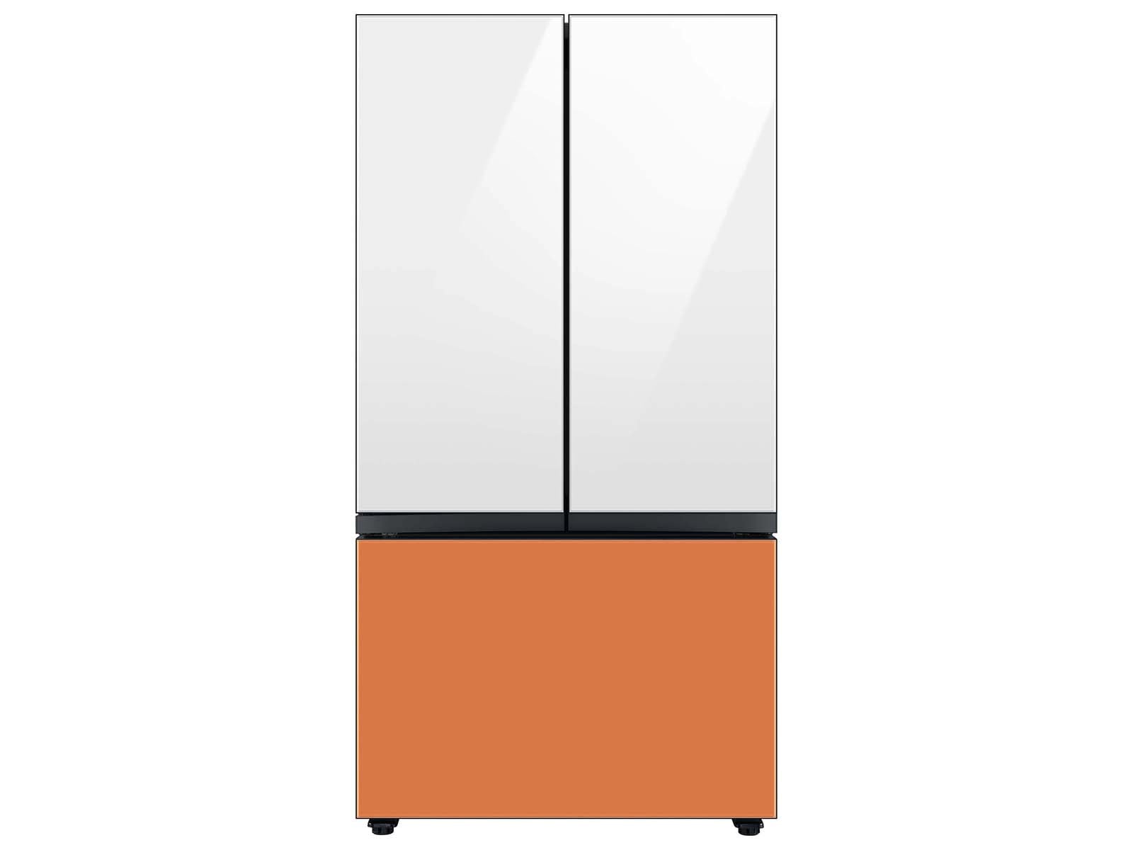 Bespoke 3-Door French Door Refrigerator Panel in White Glass - Top Panel White