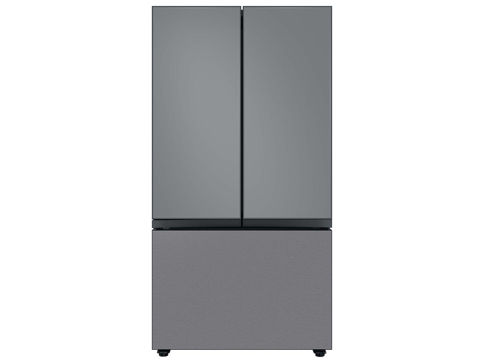 Bespoke 3-Door French Door Refrigerator Panel in Matte Grey Glass - Top Panel Gray