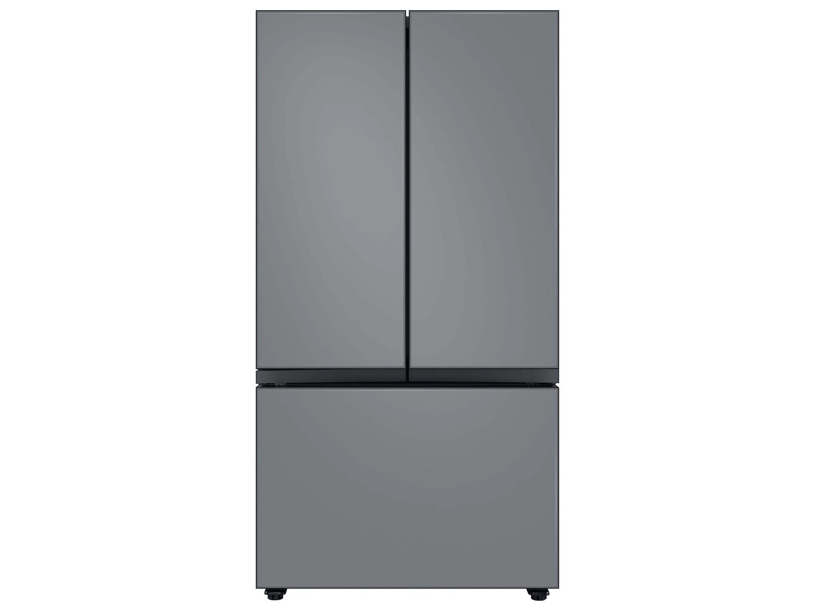 Bespoke 3-Door French Door Refrigerator Panel in Matte Grey Glass - Top Panel Gray