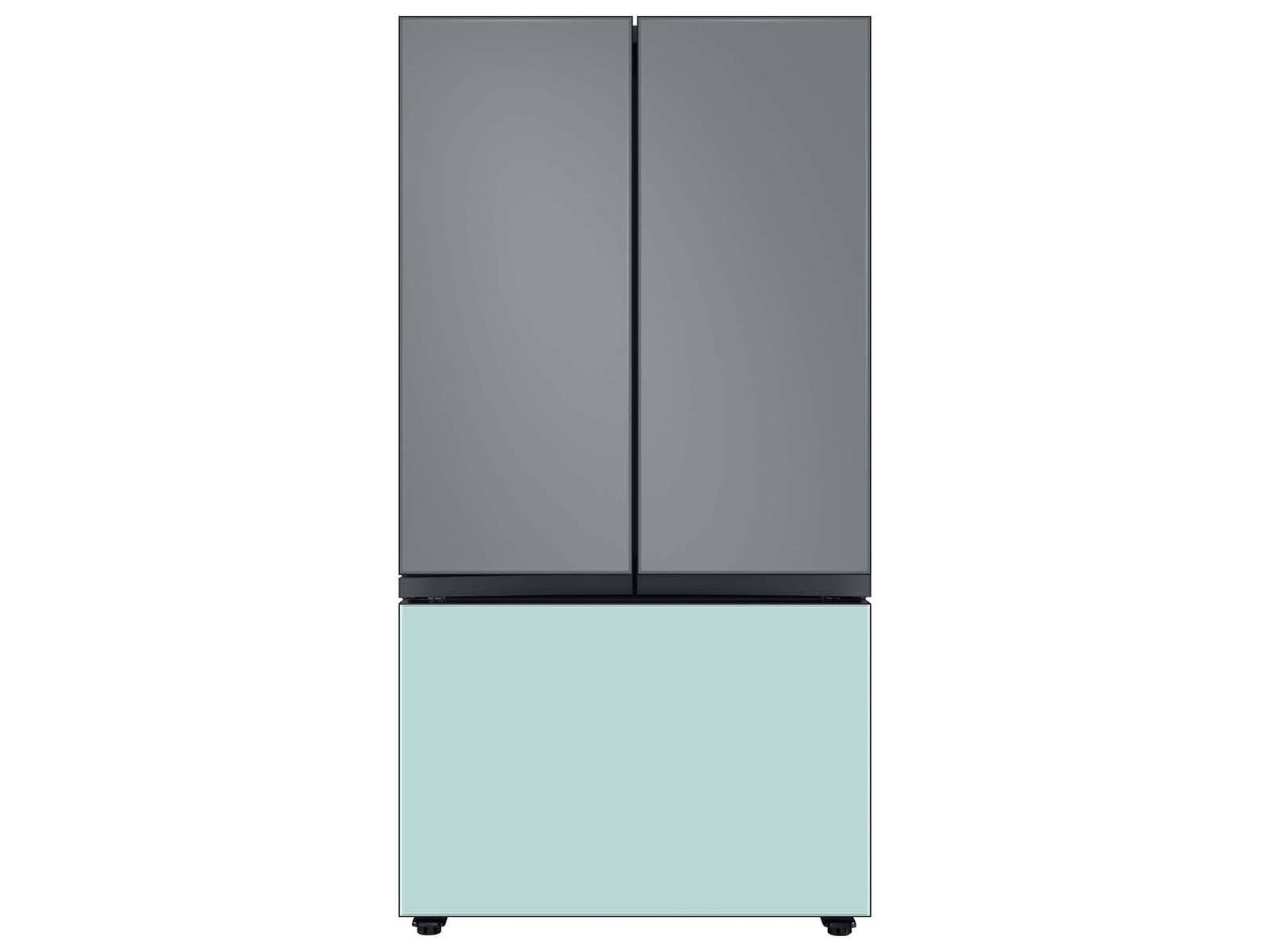 Bespoke 3-Door French Door Refrigerator Panel in Matte Grey Glass - Top Panel Gray
