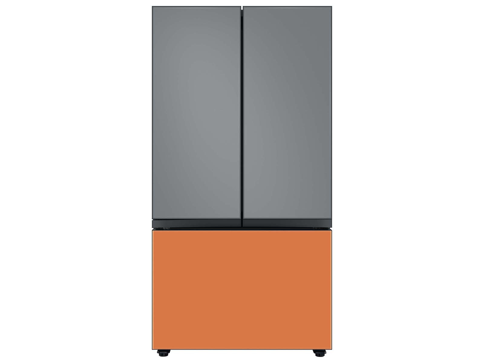 Bespoke 3-Door French Door Refrigerator Panel in Matte Grey Glass - Top Panel Gray
