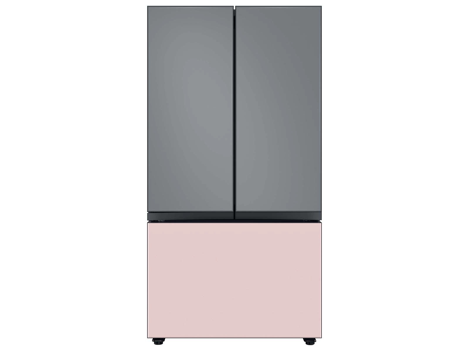 Bespoke 3-Door French Door Refrigerator Panel in Matte Grey Glass - Top Panel Gray