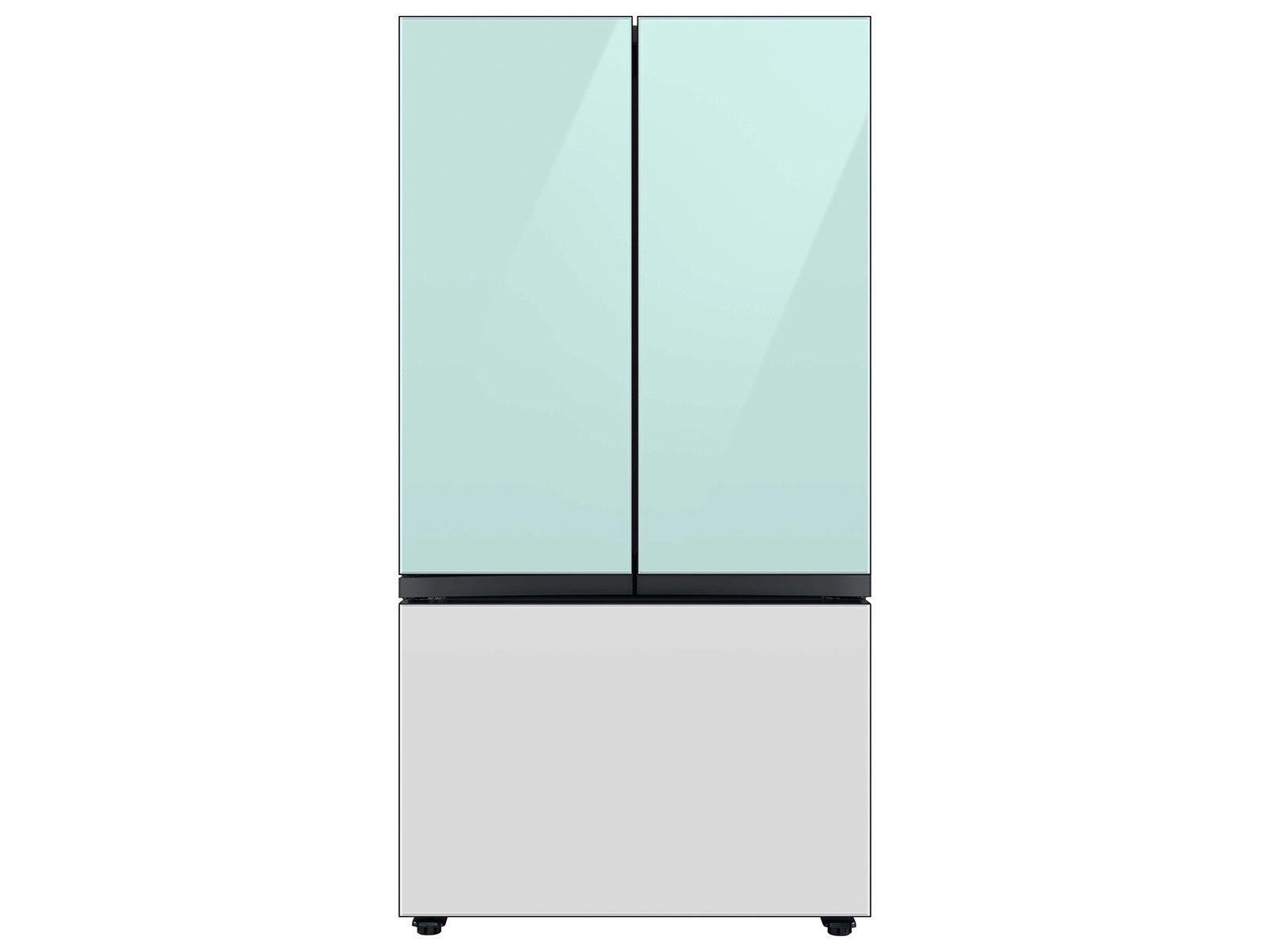 Bespoke 3-Door French Door Refrigerator Panel in Morning Blue Glass - Top Panel Blue