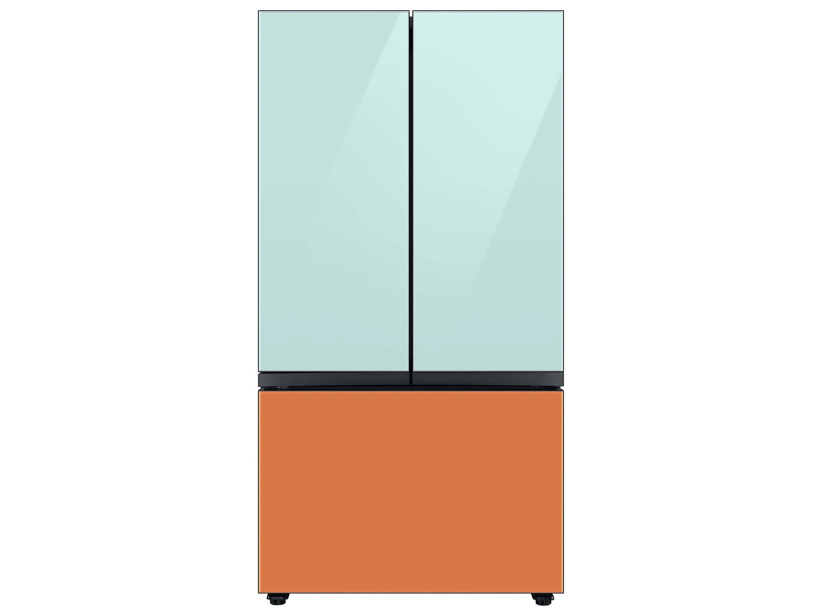 Bespoke 3-Door French Door Refrigerator Panel in Morning Blue Glass - Top Panel Blue