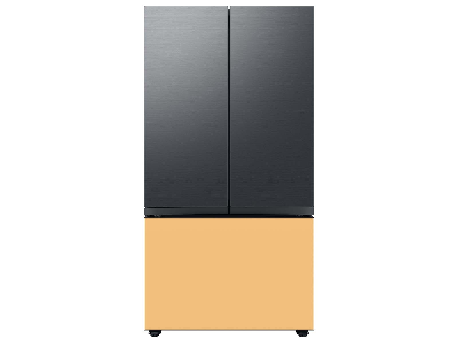 Bespoke 3-Door French Door Refrigerator Panel in Matte Black Steel - Top Panel Black