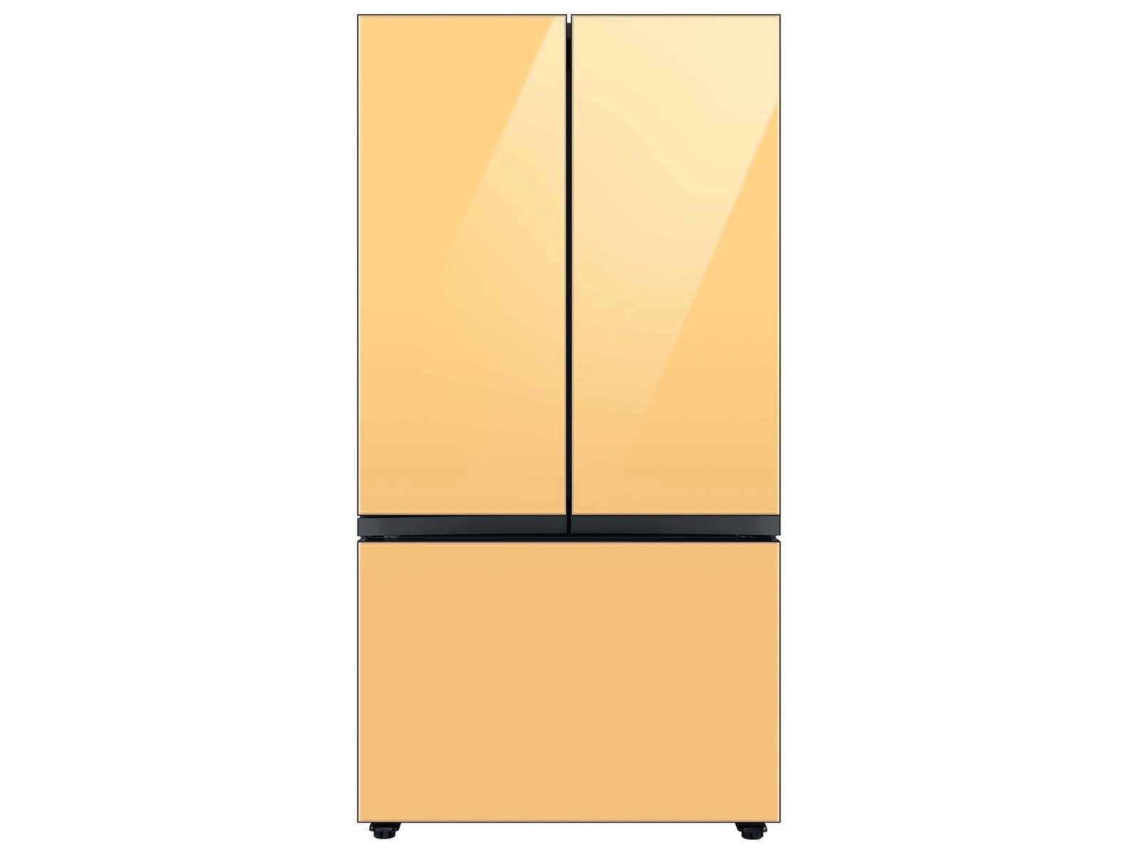 Bespoke 3-Door French Door Refrigerator Panel in Sunrise Yellow Glass - Bottom Panel Yellow