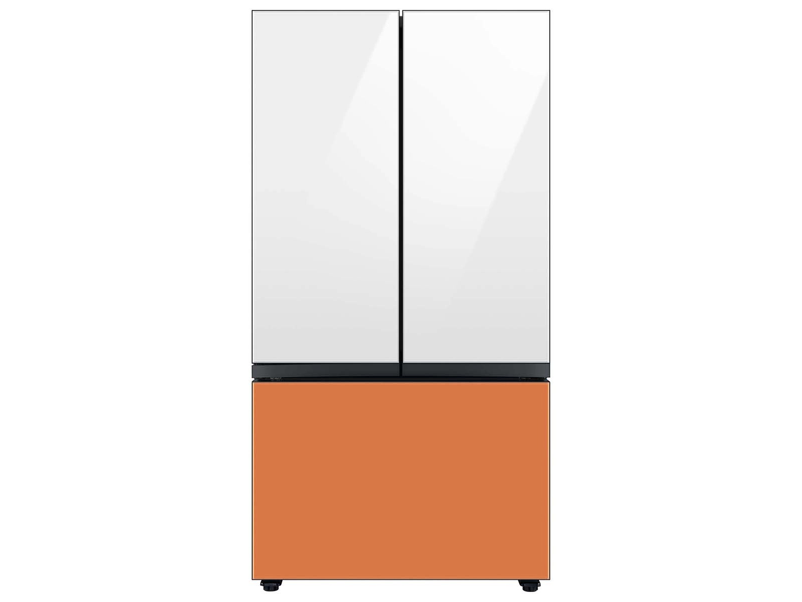 Bespoke 3-Door French Door Refrigerator Panel in Clementine Glass - Bottom Panel Orange