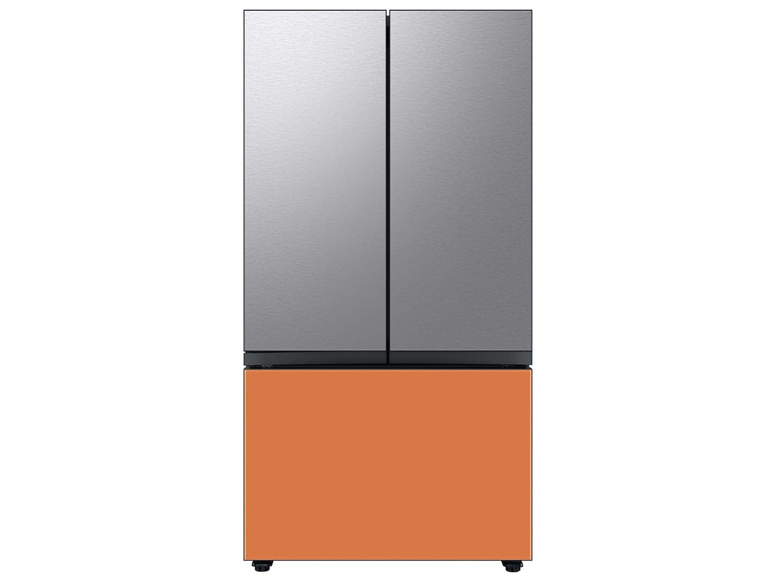 Bespoke 3-Door French Door Refrigerator Panel in Clementine Glass - Bottom Panel Orange