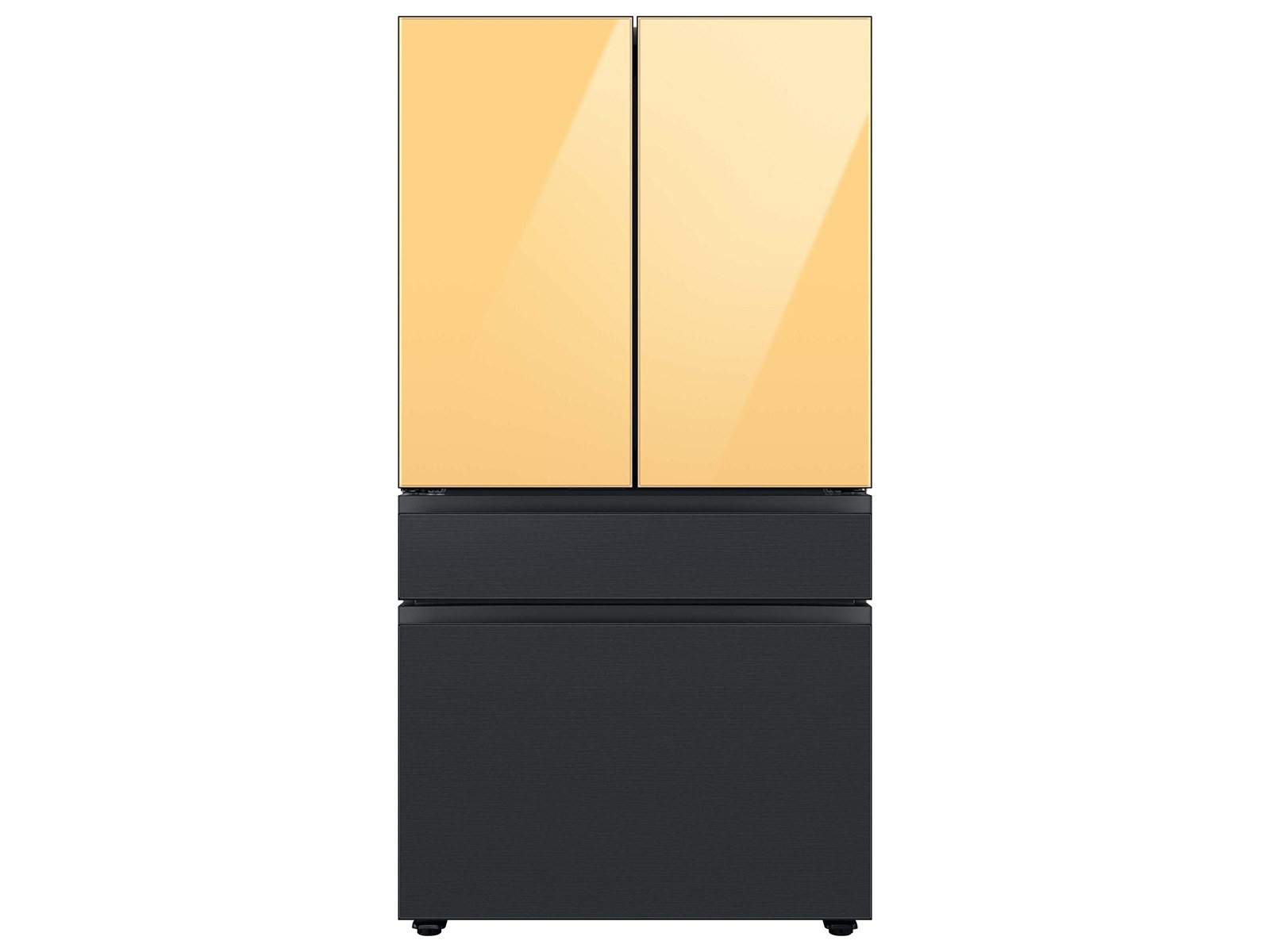 Bespoke 4-Door French Door Refrigerator Panel in Matte Black Steel - Bottom Panel Black