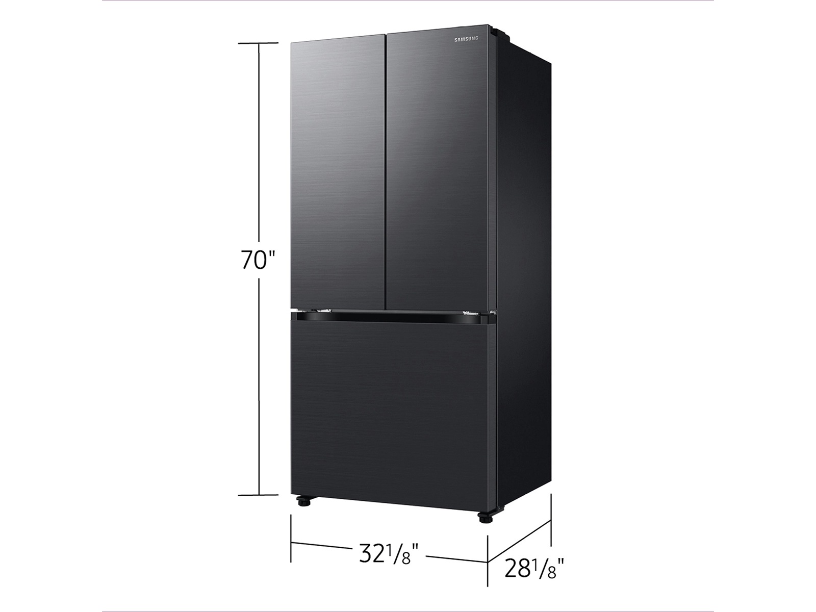 18 cu. ft. Counter Depth 3-Door French Door Refrigerator in Matte Black Steel R-Perspective Black 