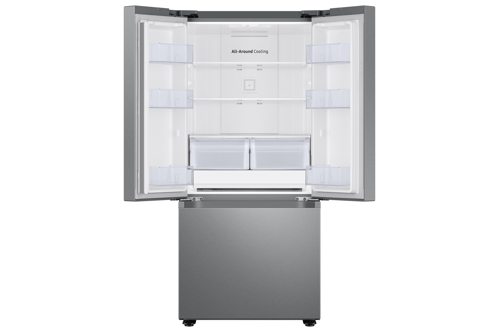 RF4500A French Door Refrigerator with Flat Door Design Front-Open1 Silver 