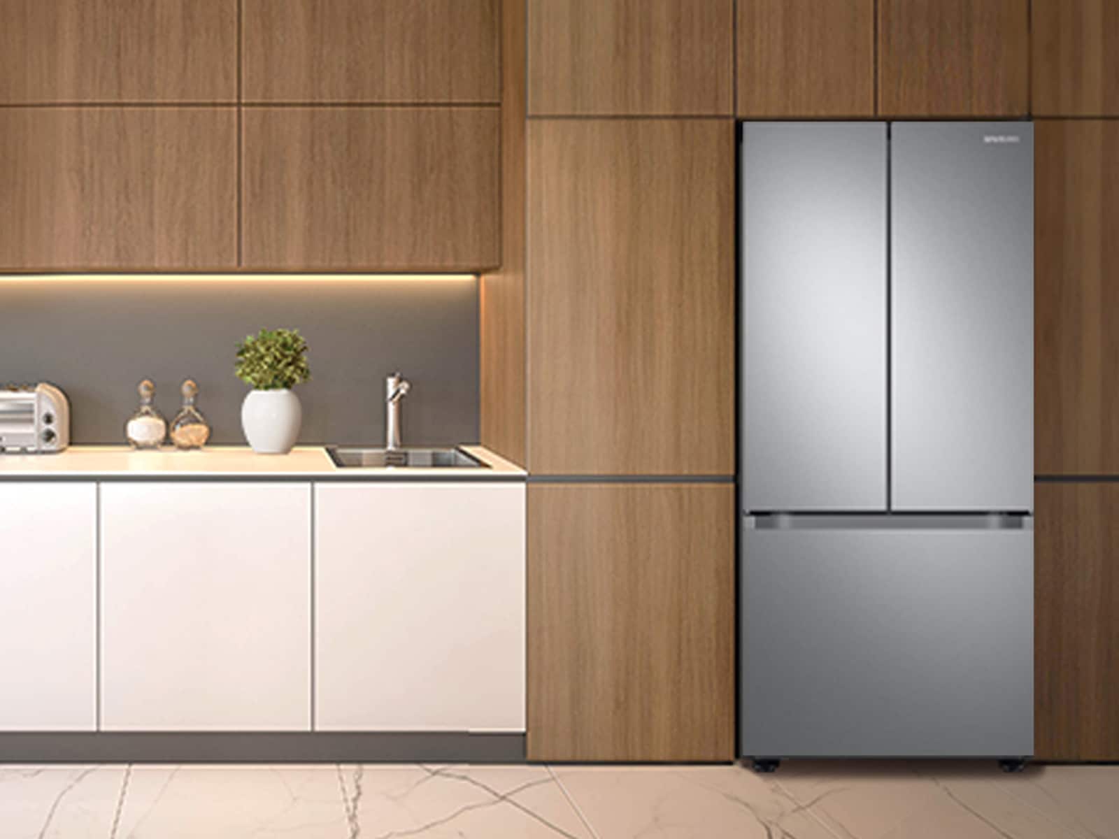 RF4500A French Door Refrigerator with Flat Door Design Silver