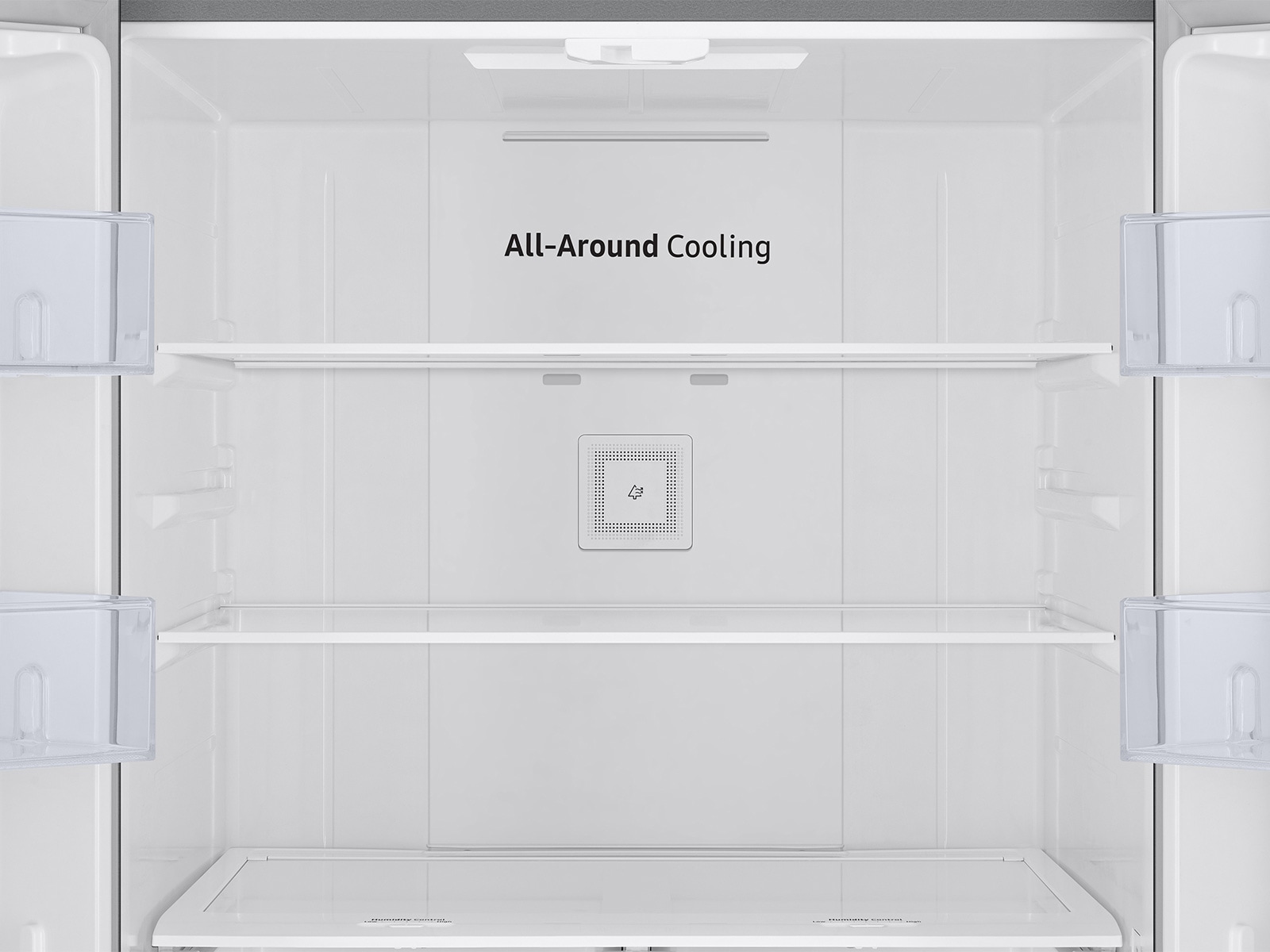 RF4500A French Door Refrigerator with Flat Door Design Half-Flat-Duct-Detail Silver 