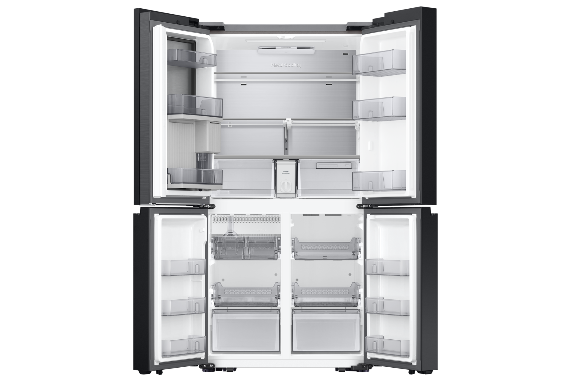 BESPOKE RF9000 T Style French Door Refrigerator with Beverage Center™ Front-Open Stainless Steel 