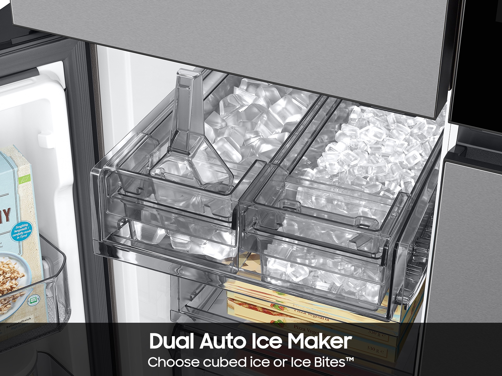 Bespoke AI 4-Door Flex™ AI Family Hub™ AI Vision &amp; Auto Open Door | 23 cu.ft. Stainless Steel