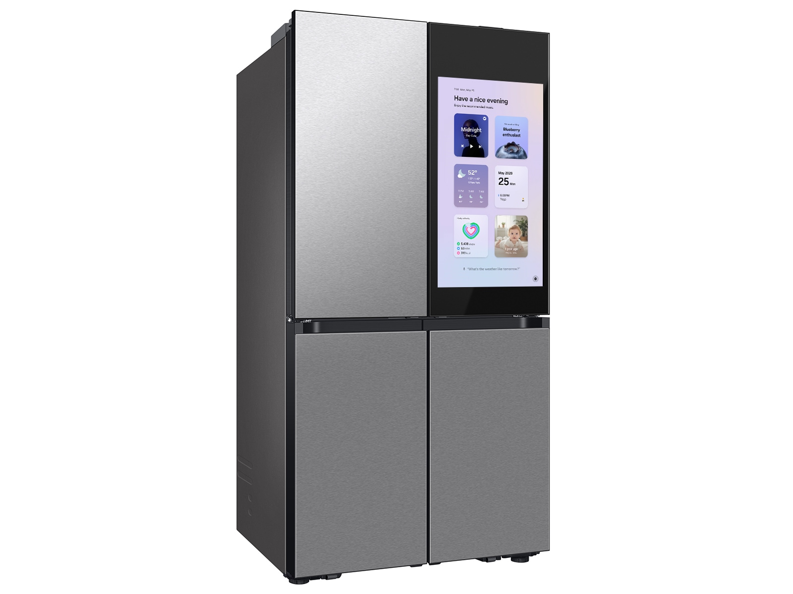 Bespoke AI 4-Door Flex™ AI Family Hub™ AI Vision &amp; Auto Open Door | 23 cu.ft. Stainless Steel