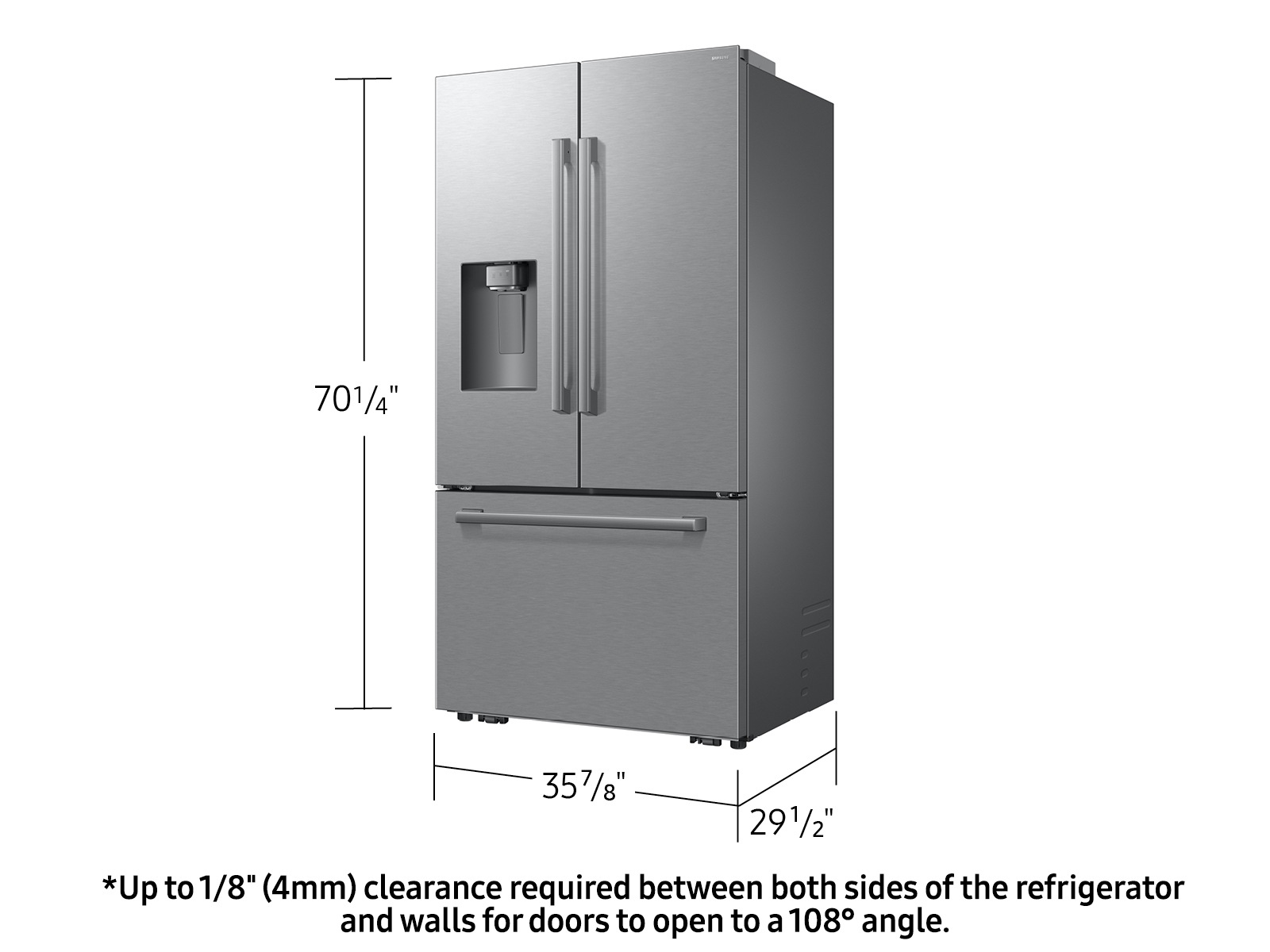 French Door Zero clearance fit with SpaceMax 28.5 cu.ft L-Perspective Silver 