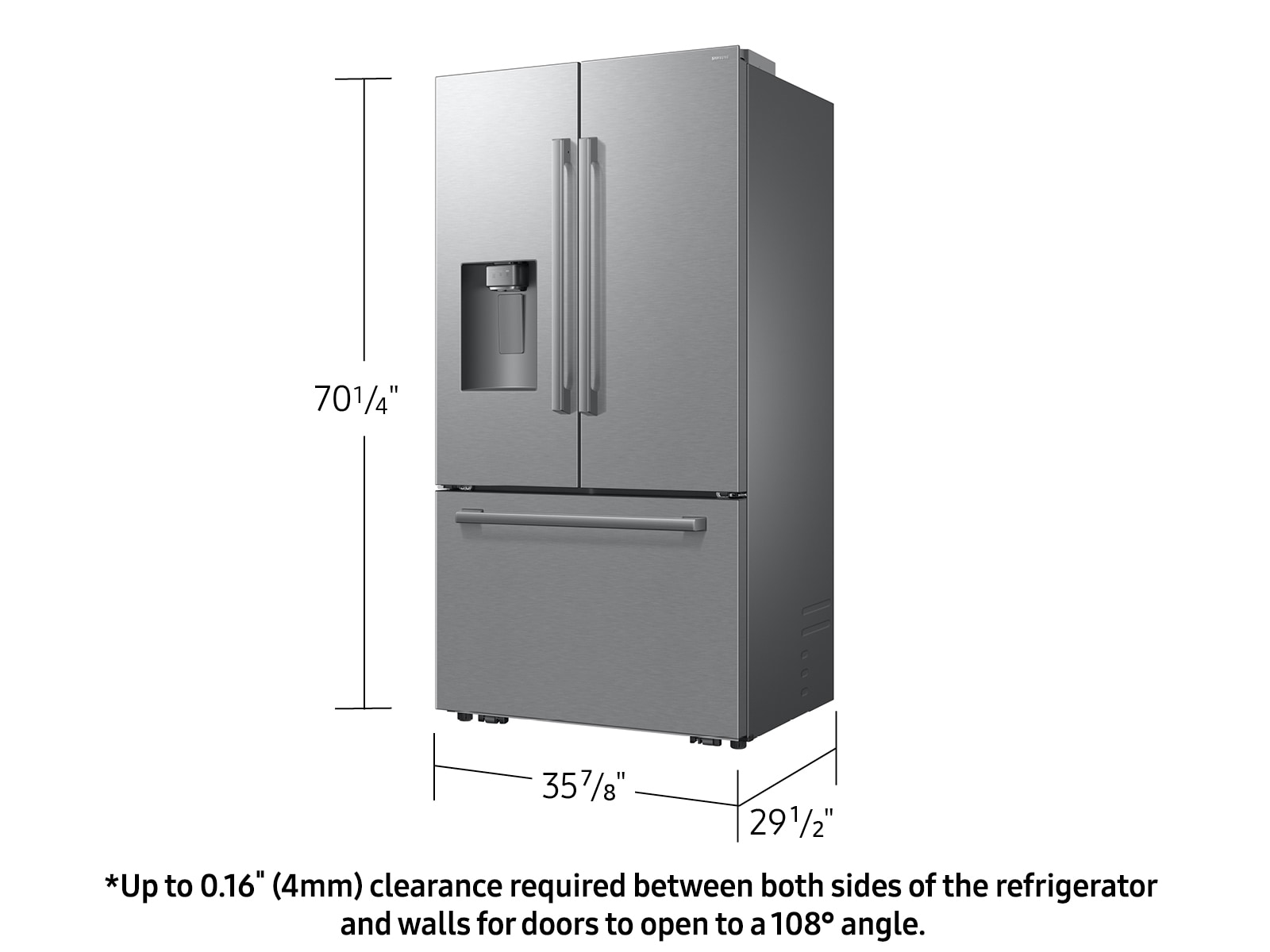 French Door Zero clearance fit with SpaceMax 28.5 cu.ft L-Perspective Silver 