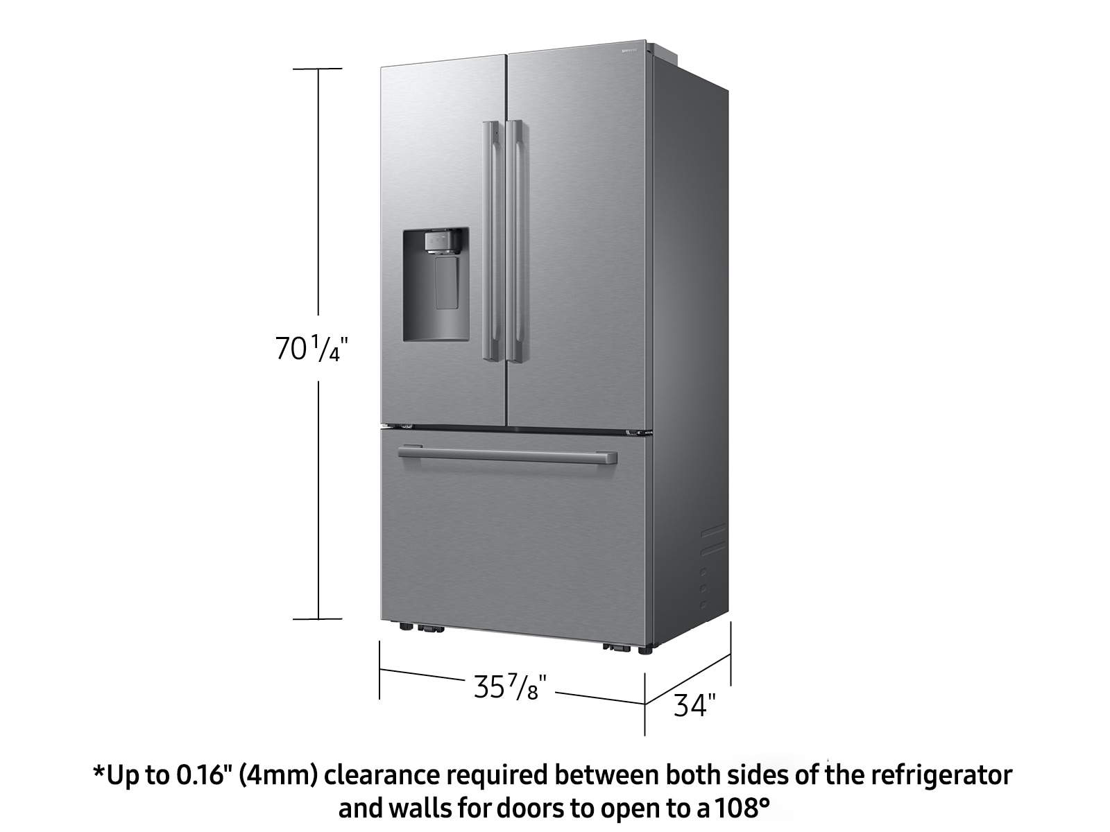 Bespoke AI 3-Door French Door Zero Clearance Fit | Sphere Ice™ 29 cu. ft. Stainless Steel