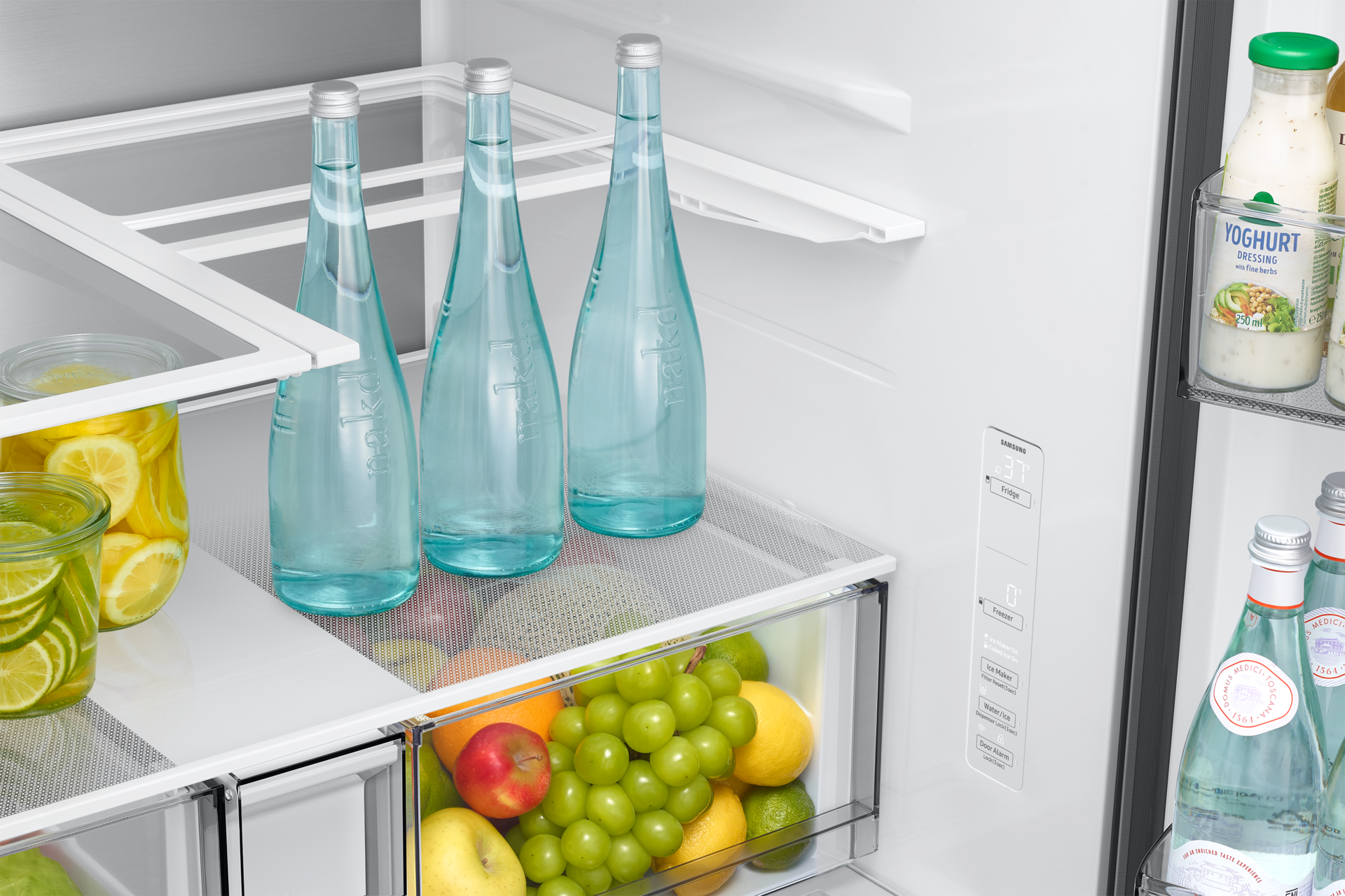 French Door Zero clearance fit with SpaceMax 28.5 cu.ft Slide-in-Shelf-Food Silver 