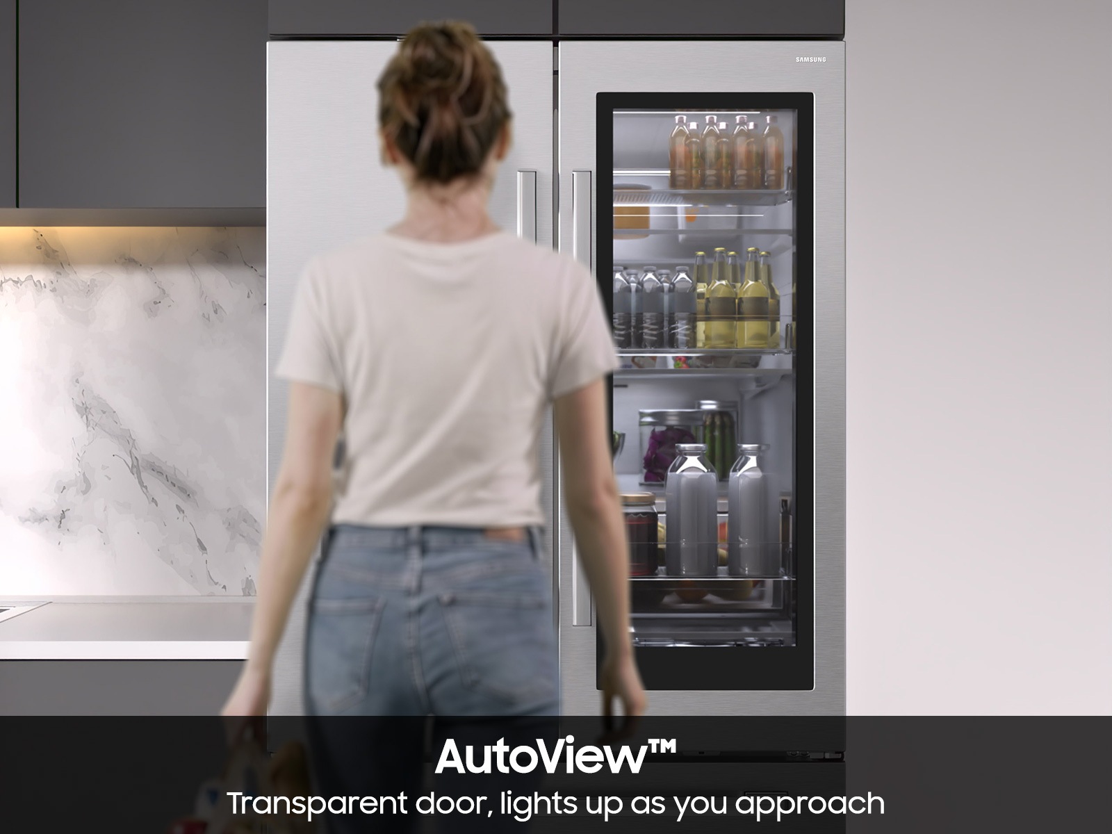 Bespoke AI 3-Door French Door AutoView™ | Zero Clearance Fit | 29 cu. ft. Stainless Steel