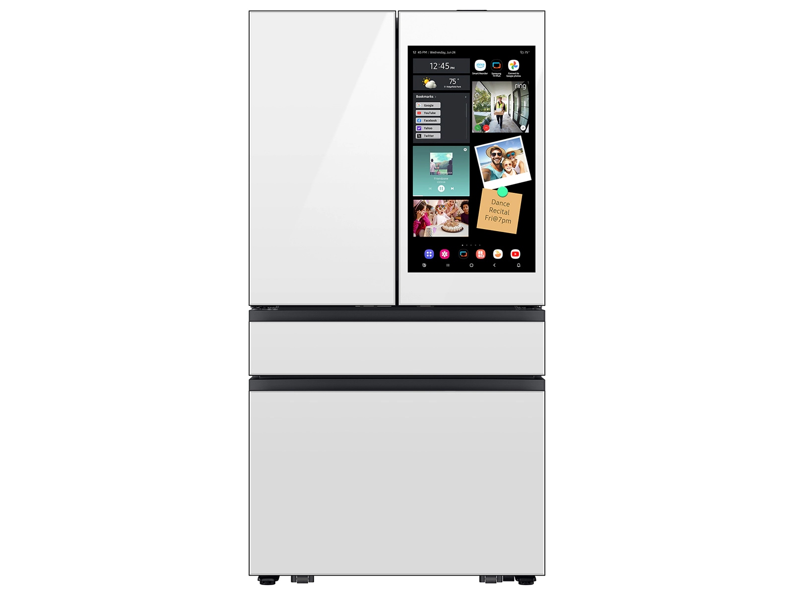 Samsung Bespoke 23 cu. ft. Counter Depth 4-Door French Door Refrigerator with AI Family Hub™+ AI Vision Inside™ in White Glass(RF90F23AEWAA) on Fridge.com