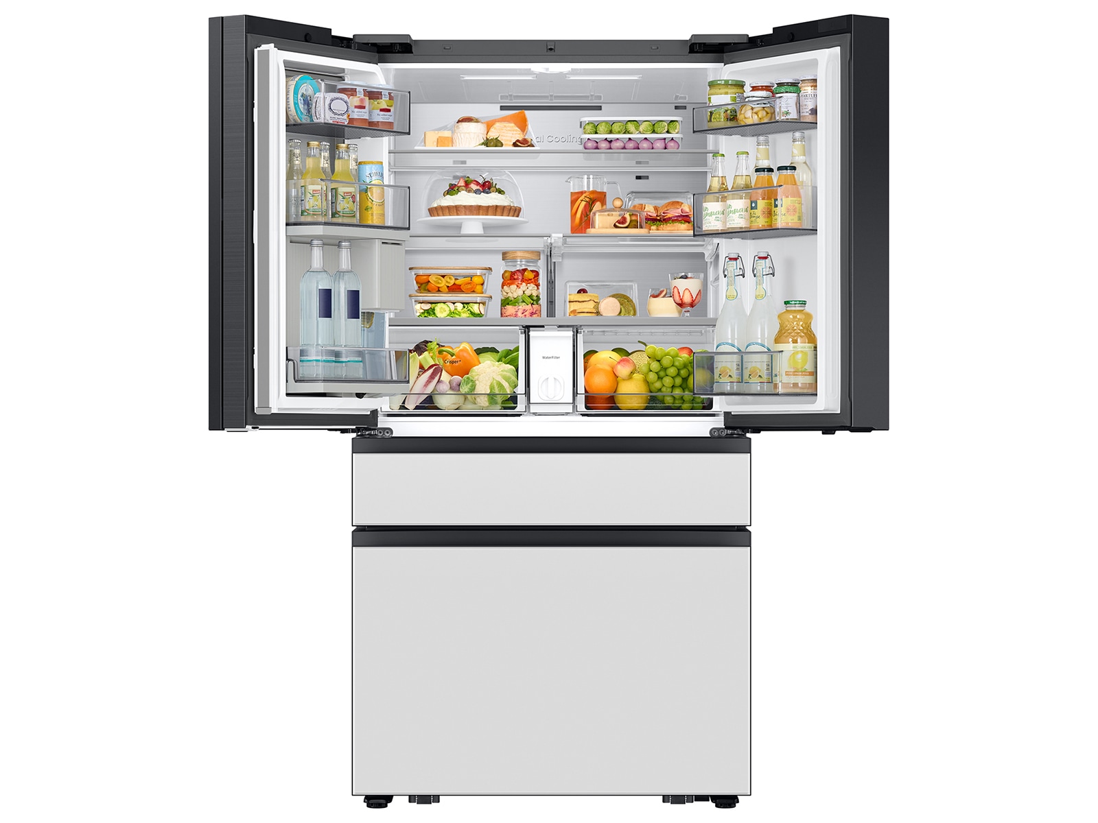 Bespoke AI Refrigerator FDR Family Hub™ Front-Open1-Food Clean White 