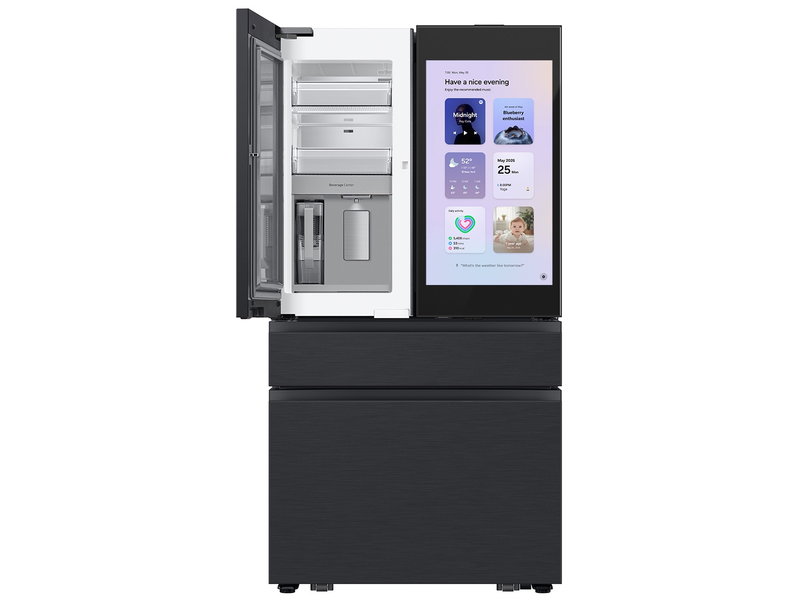 Bespoke AI 4-Door French Door Family Hub™ 32" | AI Vision &amp; Auto Open Door 29 cu.ft. Charcoal Glass and Black and Charcoal 