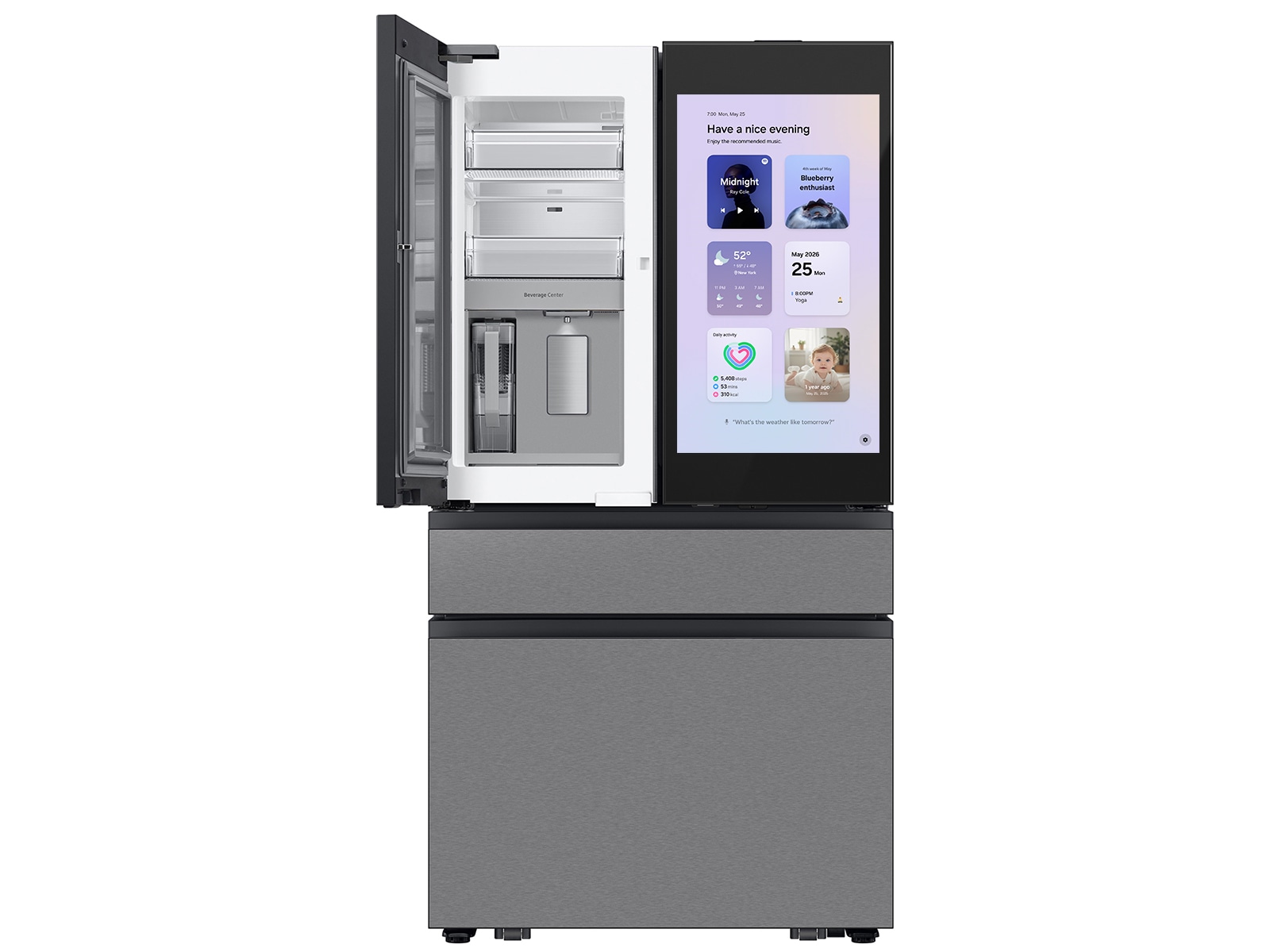 Bespoke AI 4-Door French Door Family Hub™ 32" | AI Vision &amp; Auto Open Door 29 cu.ft. Charcoal Glass 