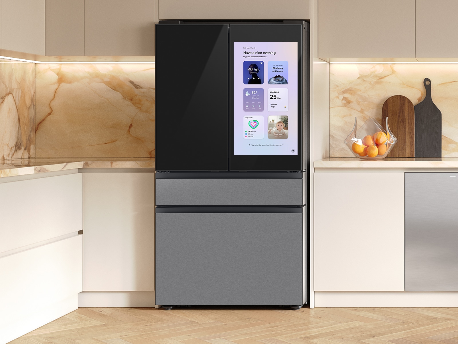 Bespoke AI 4-Door French Door Family Hub™ 32" | AI Vision &amp; Auto Open Door 29 cu.ft. Charcoal Glass 