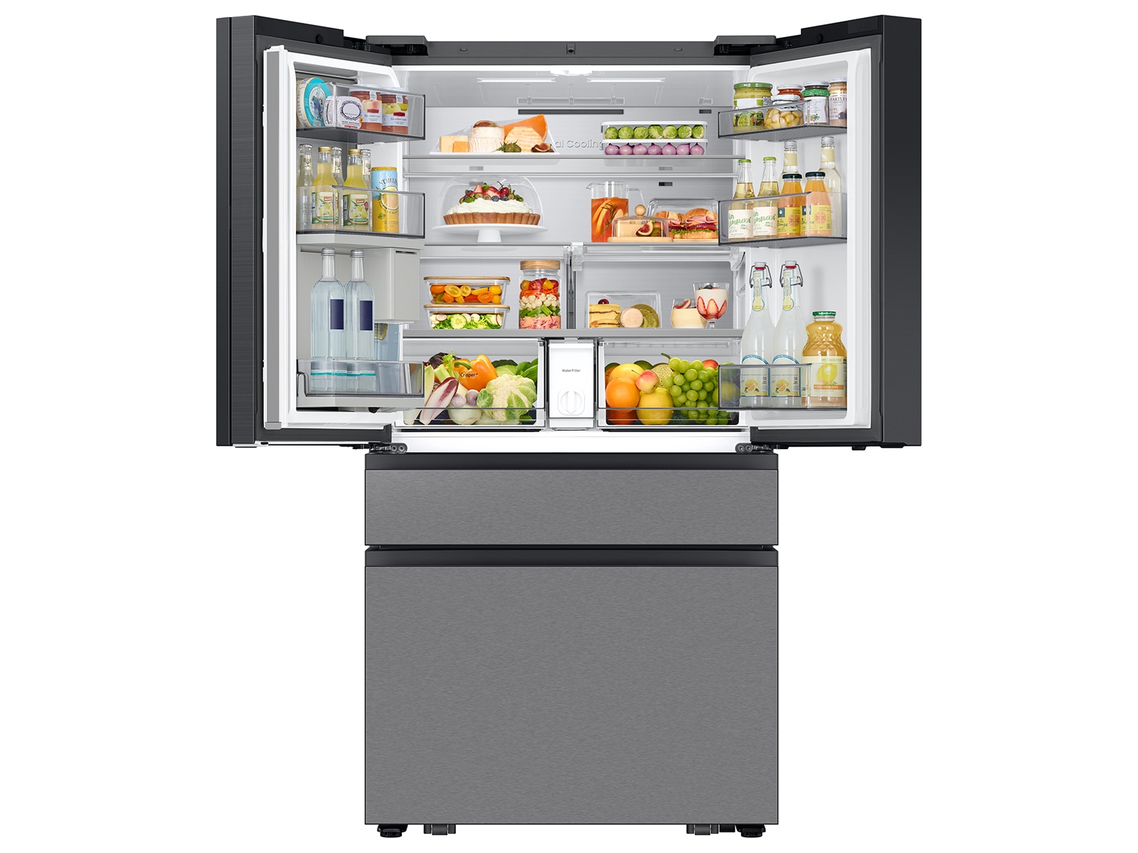 Bespoke AI 4-Door French Door Family Hub™ 32" | AI Vision &amp; Auto Open Door 29 cu.ft. Charcoal Glass 