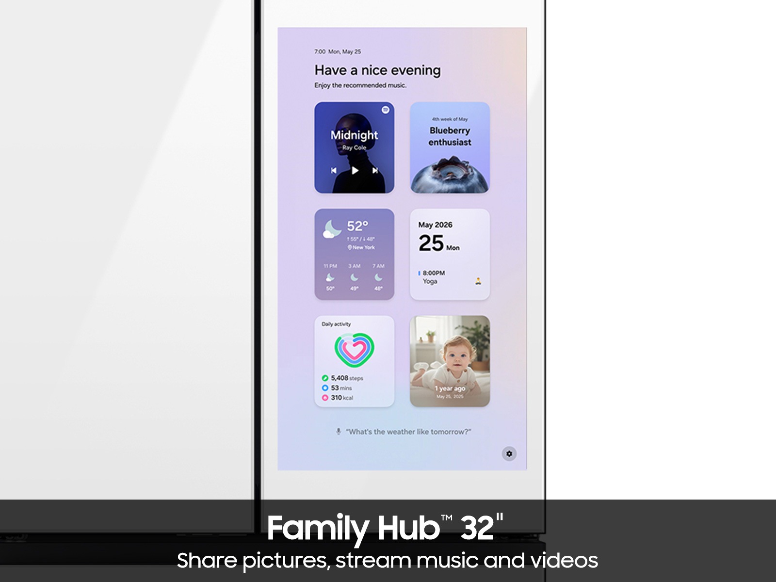 Bespoke AI 4-Door French Door Family Hub™ 32" | AI Vision &amp; Auto Open Door 29 cu.ft. White Glass