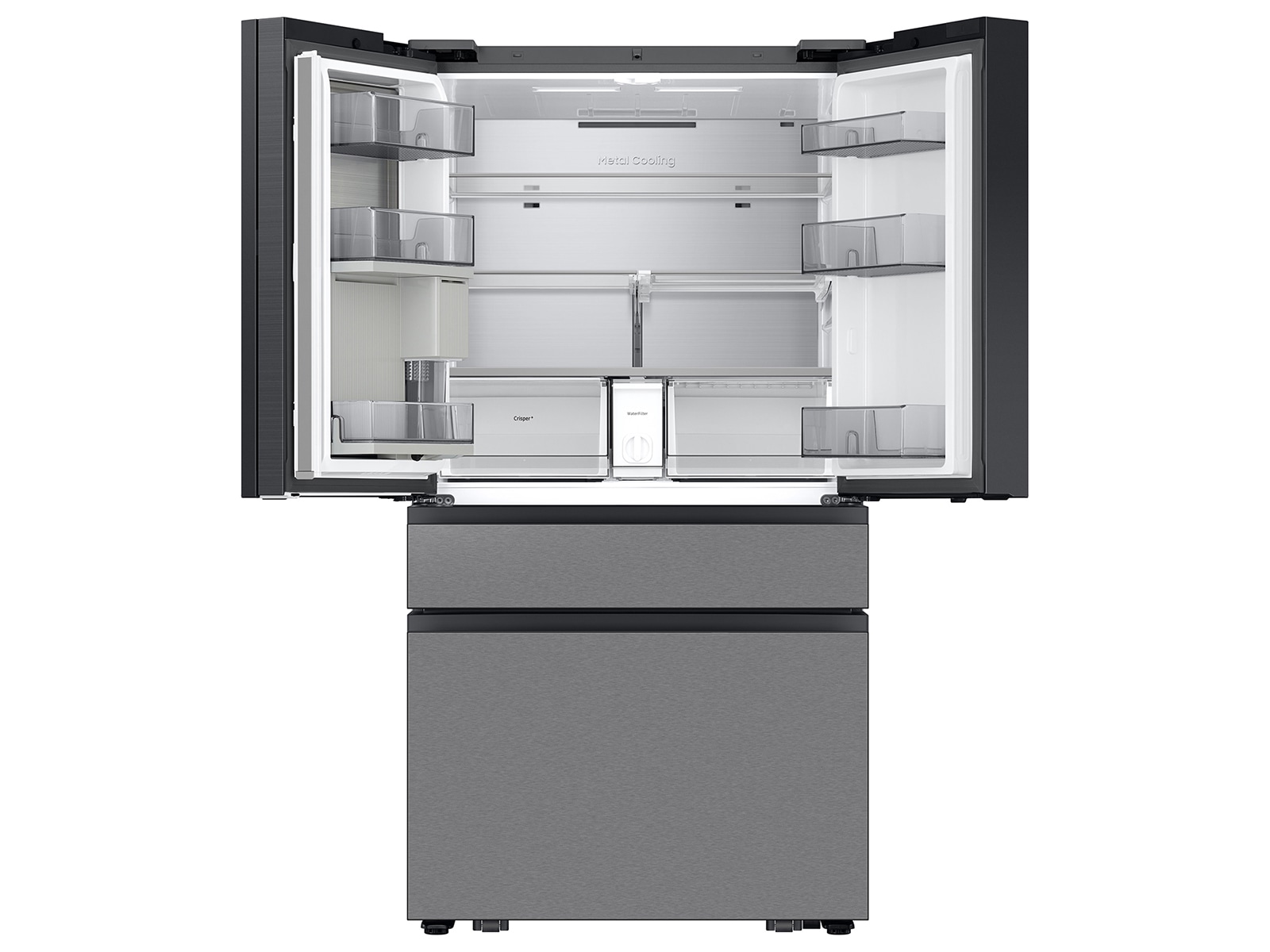 Bespoke RF90F/36 French Door Refrigerators with AI Home Charcoal Glass&amp;Stainless Steel