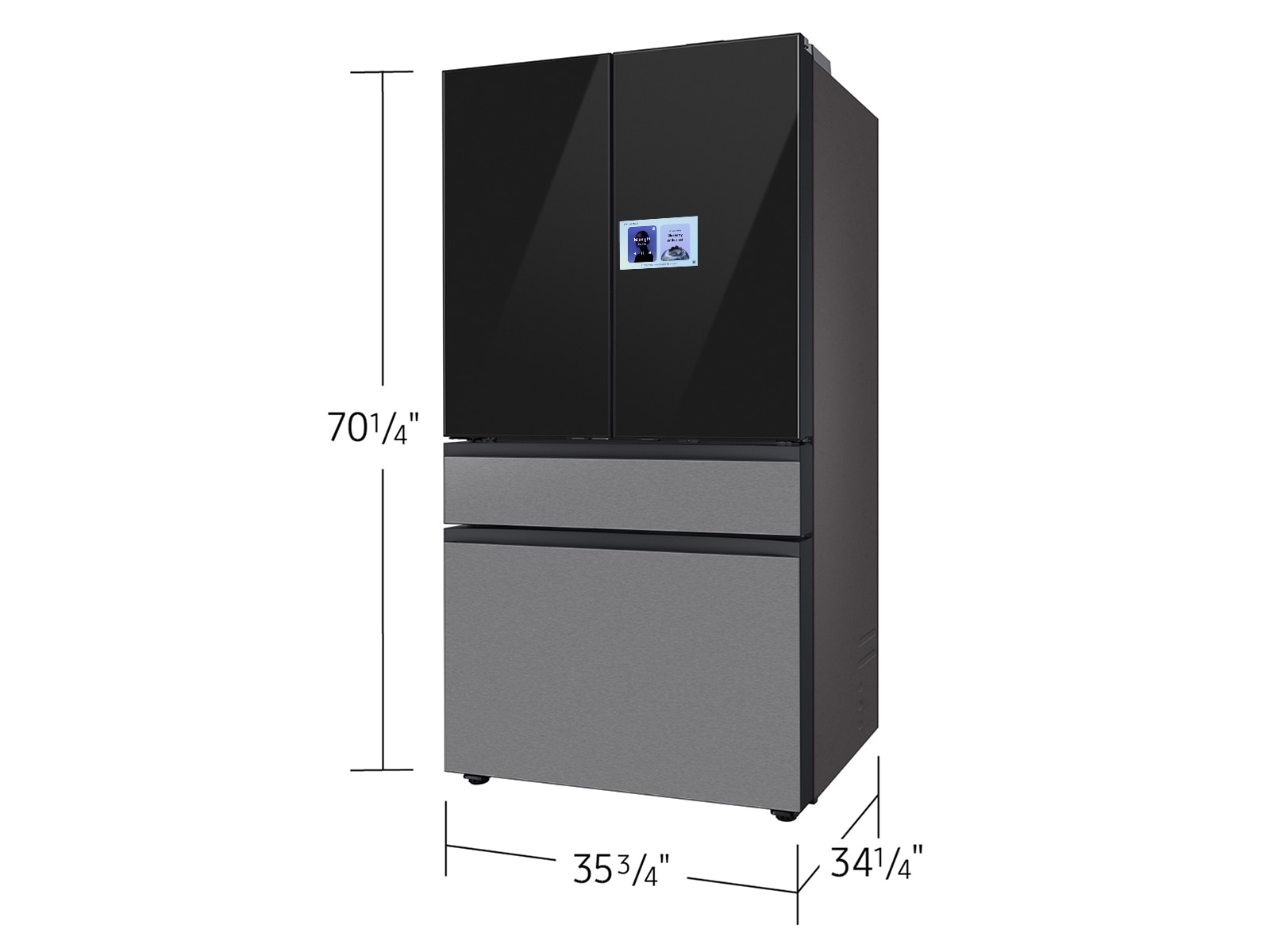 Bespoke RF90F/36 French Door Refrigerators with AI Home Charcoal Glass&amp;Stainless Steel