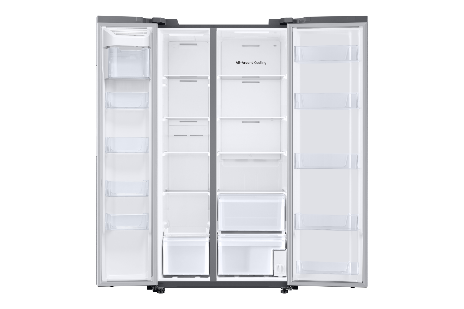 Samsung 23 cu. ft. Smart Counter Depth Side-by-Side Refrigerator in Silver(RS23A500ASR/AA) on Fridge.com