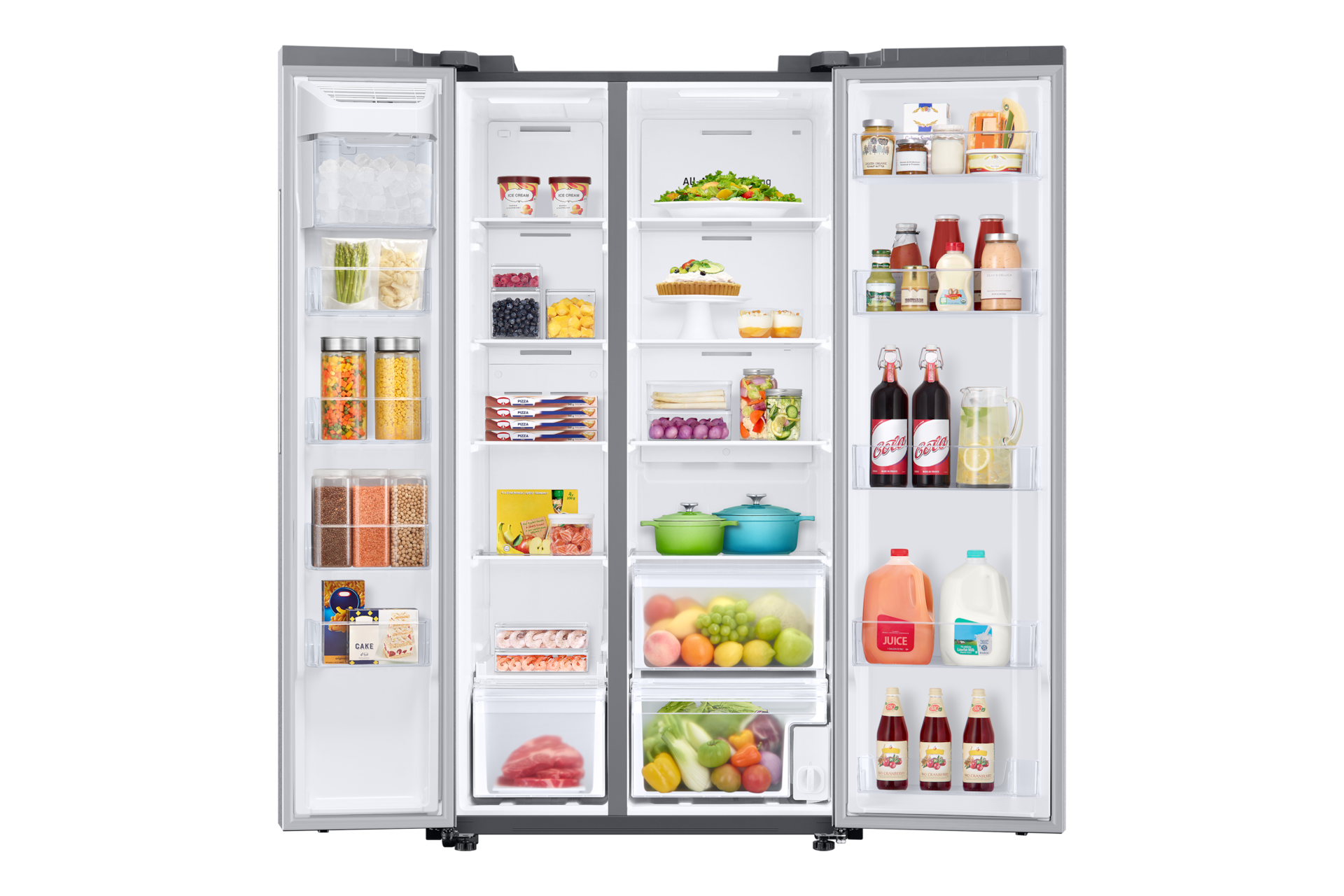 Samsung 23 cu. ft. Smart Counter Depth Side-by-Side Refrigerator in Silver(RS23A500ASR/AA) on Fridge.com
