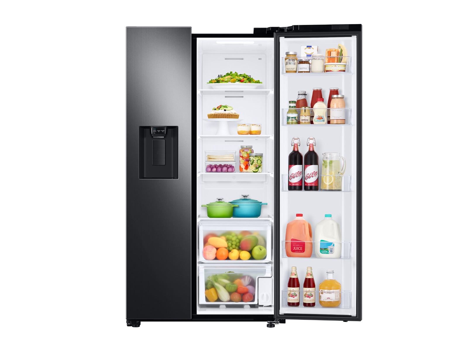 27.4 cu. ft. Large Capacity Side-by-Side Refrigerator in Black Stainless Steel Ebony Black