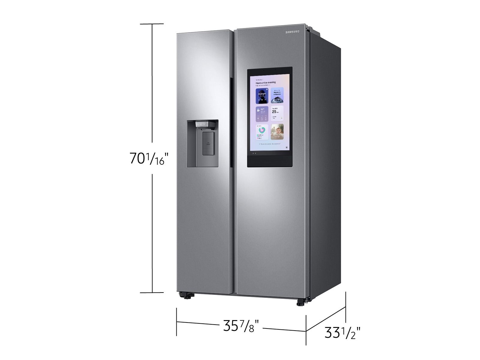 26.7 cu. ft. Large Capacity Side-by-Side Refrigerator with Touch Screen Family Hub™ in Stainless Steel Silver Mirror
